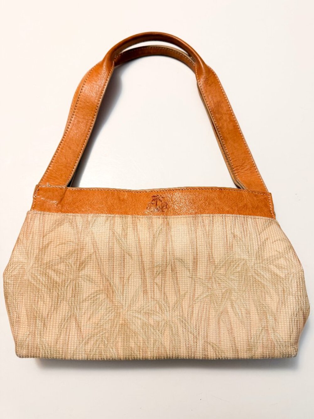 Tommy Bahama Vintage Leather Woven Palm Shoulder Bag
